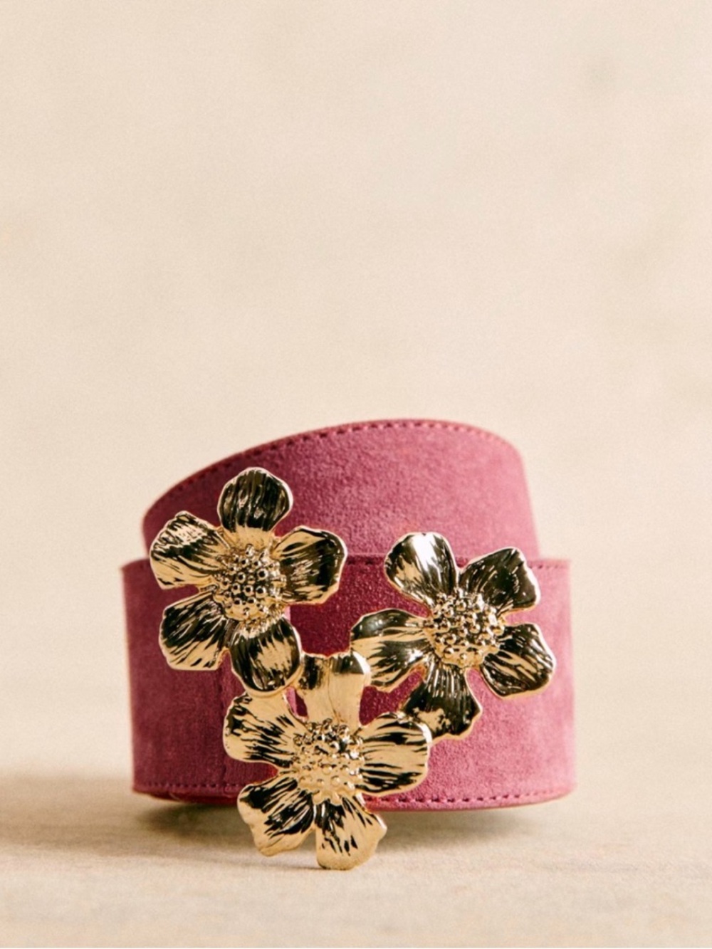 Sezane Nine Belt in Suede Peony Size 80